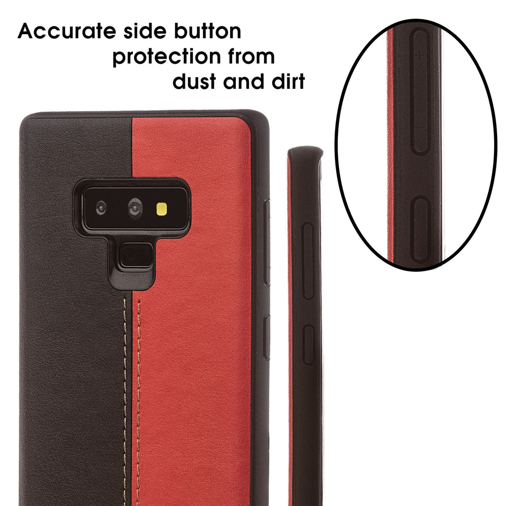 Lilware Bicolor PU Leather Phone Case for Samsung Galaxy Note 9. Red / Black