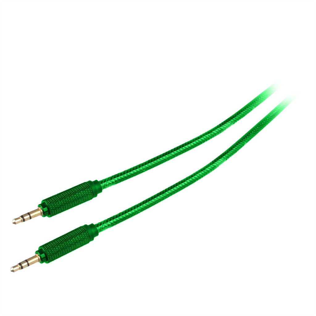 Lilware Braided Nylon Transparent PVC Jacket 1M Aux Audio Cable 3.5mm Jack Male to Male Cord For Multimedia Devices - Green