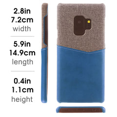 Lilware Card Wallet Plastic Phone Case for Samsung Galaxy S9. Fabric Texture and PU Leather Protective Cover with ID / Credit Card Slot Holder. Blue