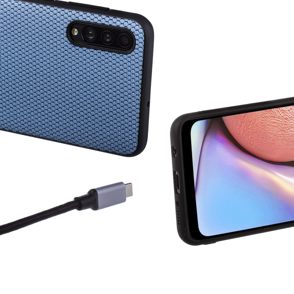 Lilware Canvas X Stofftextur Kunststoff-Telefonhülle für Samsung Galaxy A50/A50S. Blau