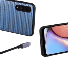 Lilware Canvas X Stofftextur Kunststoff-Telefonhülle für Samsung Galaxy A50/A50S. Blau