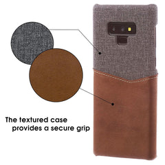 Lilware Card Wallet Kunststoff-Telefonhülle für Samsung Galaxy Note 9. Stofftextur und PU-Leder-Schutzhülle mit Ausweis-/Kreditkartenfach. Braun