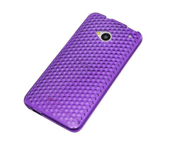 Xcessor Diamond - Flexible TPU Gel Case For HTC One (M7). Purple / Transparent