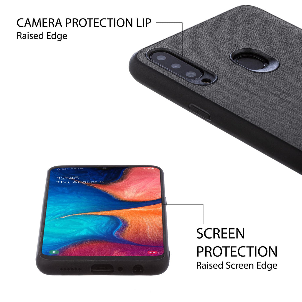 Lilware Canvas-Handyhülle aus gummiertem Kunststoff für Samsung Galaxy A20S. Dunkelgrau
