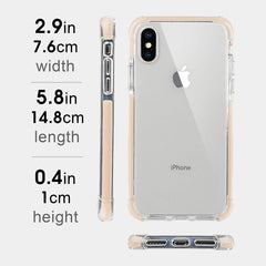 Xcessor Clear Hybrid TPU Phone Case for Apple iPhone X / iPhone XS. With Shock Absorbing Rubber Layer on the Edges and Reinforced Corners. Clear / Pastel Peach