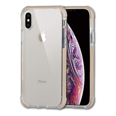 Xcessor Clear Hybrid TPU Phone Case for Apple iPhone X / iPhone XS. With Shock Absorbing Rubber Layer on the Edges and Reinforced Corners. Clear / Pastel Peach