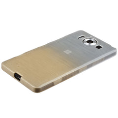 Xcessor Transition Color Flexible TPU-Hülle für Microsoft Lumia 950. Mit Farbverlauf-Seidenfadenstruktur. Transparent / Gold