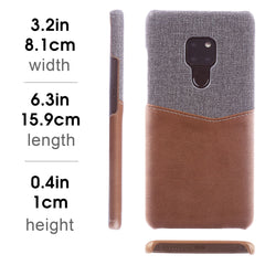 Lilware Card Wallet Plastic Phone Case Compatible with Huawei Mate 20. Fabric Texture and PU Leather Protective Cover with ID / Credit Card Slot Holder. Brown