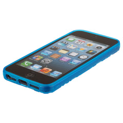 Xcessor Tetragon Bubbles Glänzendes, flexibles TPU-Case für Apple iPhone SE / 5 / 5S. Transparent / Blau