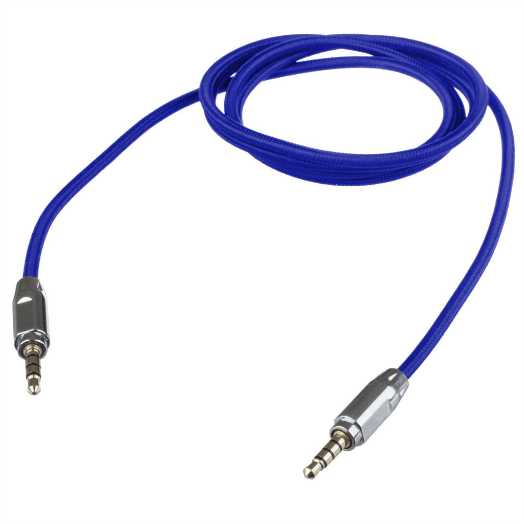 Lilware Braided Nylon Textile 35In (90 cm) Aux Audio Cable 3.5mm Jack Male to Male Cord For Multimedia Devices - Blue