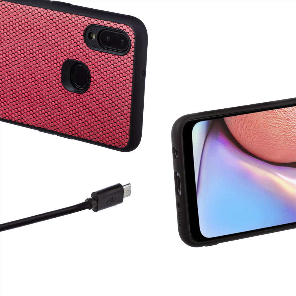 Lilware Canvas X Stofftextur Kunststoff-Telefonhülle für Samsung Galaxy A10S. Rot