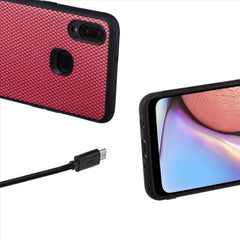 Lilware Canvas X Stofftextur Kunststoff-Telefonhülle für Samsung Galaxy A10S. Rot