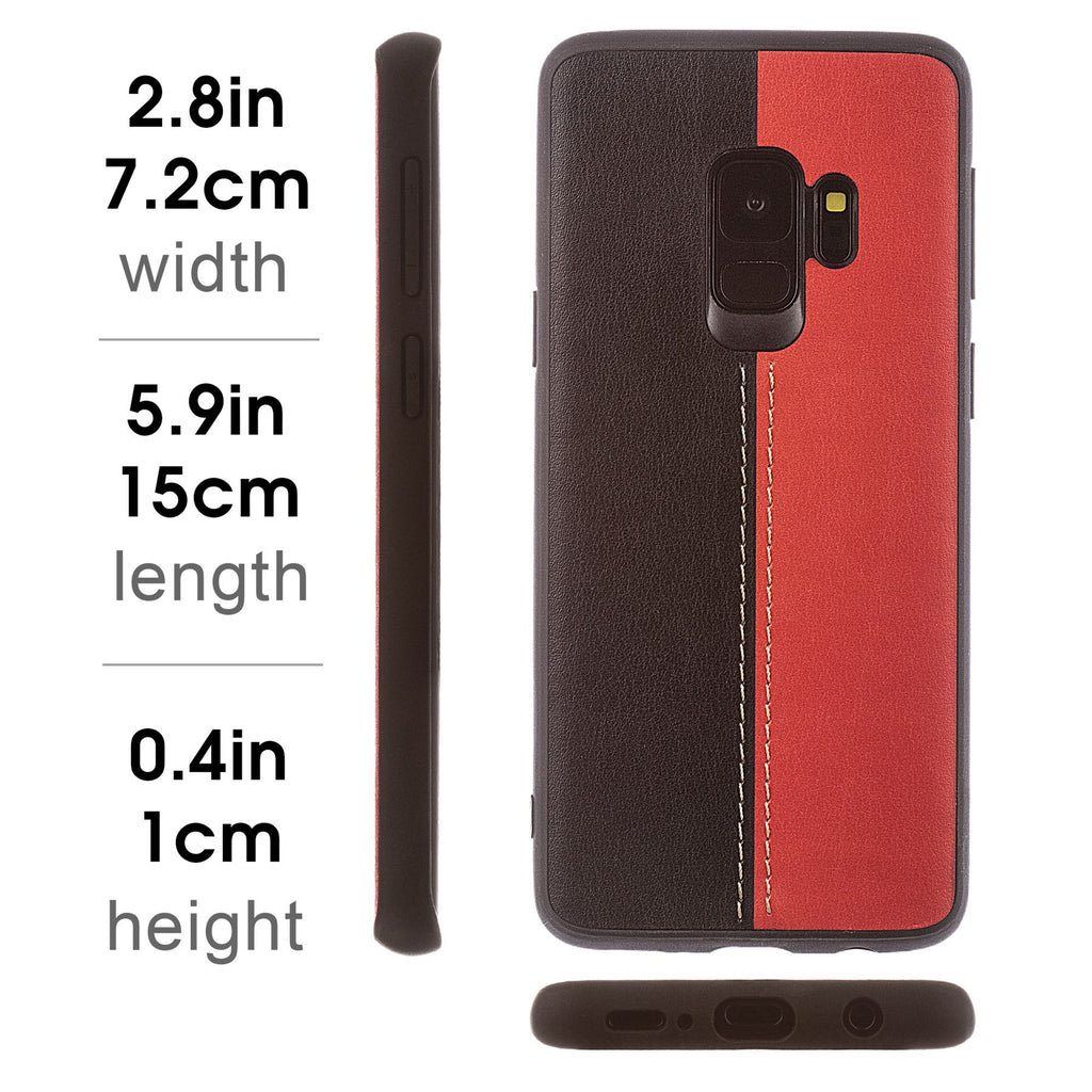 Lilware Bicolor PU Leather Phone Case for Samsung Galaxy S9. Red / Black