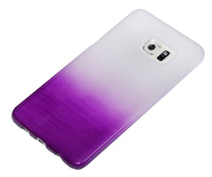 Xcessor Transition Color Flexible TPU Case for Samsung Galaxy S6 edge+ SM-G928A. With Gradient Silk Thread Texture. Transparent / Purple