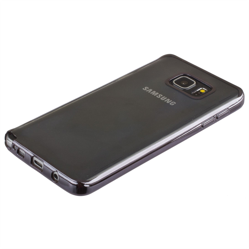 Xcessor Flex Ultra Slim TPU Gel Hybrid Case for Samsung Galaxy Note 5 With Colorful Edges. Clear / Black