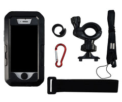 Lilware Universal Bicycle Handlebar Holder for Apple iPhone 4 / 4S /  5 / 5S / 5C. Compact Size Clamping Bike Mount With Waterproof Case and 360 Degree Rotating System. Black