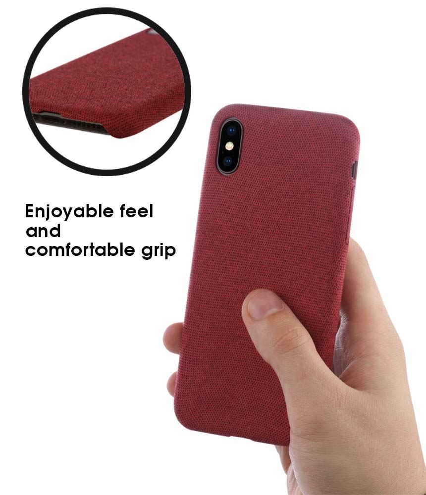 Lilware Soft Fabric Texture Plastic Phone Case for Apple iPhone X / iPhone XS - Berry Red