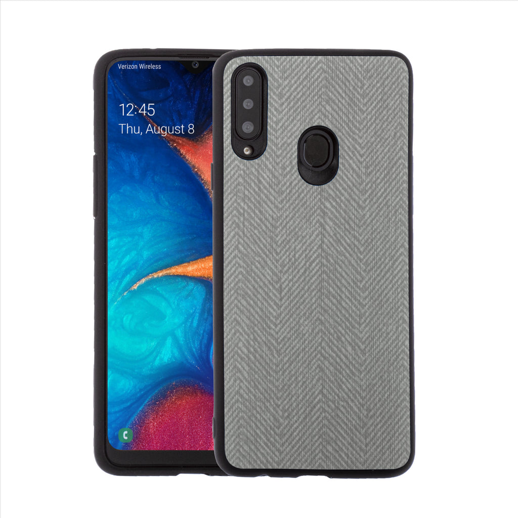 Lilware Canvas Z Handyhülle aus gummiertem Kunststoff mit Textur für Samsung Galaxy A20S. Dunkelgrau