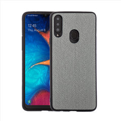 Lilware Canvas Z Handyhülle aus gummiertem Kunststoff mit Textur für Samsung Galaxy A20S. Dunkelgrau