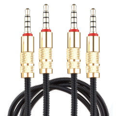 2er-Set Lilware metallgeflochtene 3,5-mm-Audiokabel mit metallbeschichtetem Stecker – 3,5 mm auf 3,5 mm Audio-AUX-Kabel – Schwarz