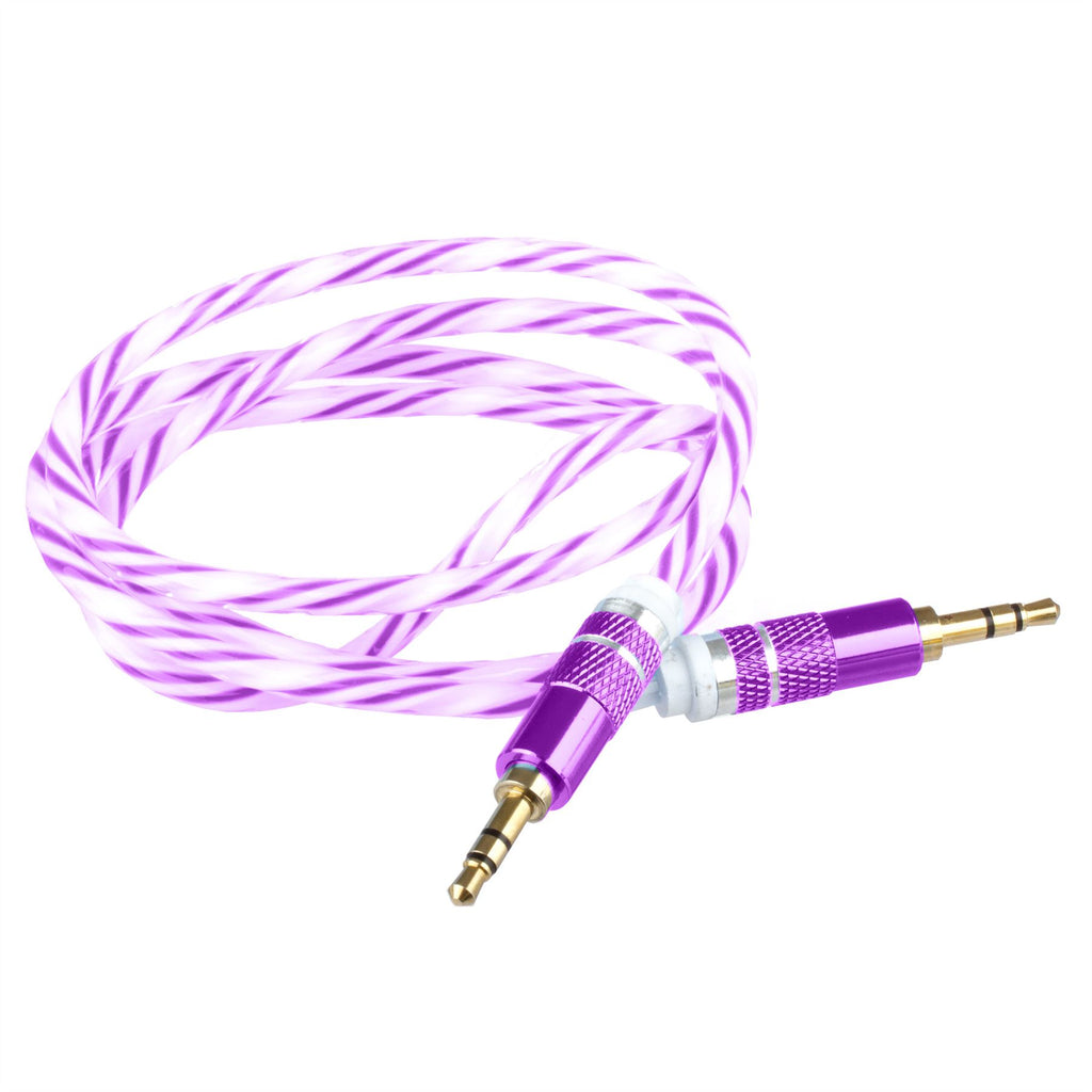 Lilware Braided Woven Fabric Transparent PVC Jacket 0.9M Aux Audio Cable 3.5mm Jack Male to Male Cord For Multimedia Devices - Purple