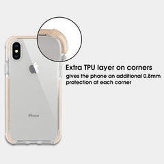 Xcessor Clear Hybrid TPU Phone Case for Apple iPhone X / iPhone XS. With Shock Absorbing Rubber Layer on the Edges and Reinforced Corners. Clear / Pastel Peach