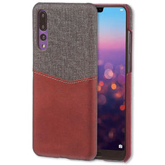 Lilware Card Wallet Plastic Phone Case Compatible with Huawei P20 Pro. Fabric Texture and PU Leather Protective Cover with ID / Credit Card Slot Holder. Red