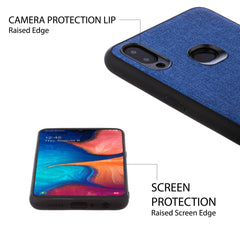 Lilware Canvas-Handyhülle aus gummiertem Kunststoff für Samsung Galaxy A10S. Blau