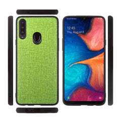 Lilware Canvas Rubberized Texture Plastic Phone Case for Samsung Galaxy A20S. Green