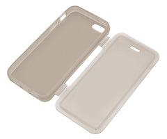 Xcessor Flip Open TPU Gel Case For Apple iPhone 5 and 5S. Back and Front Protection. Grey / Transparent