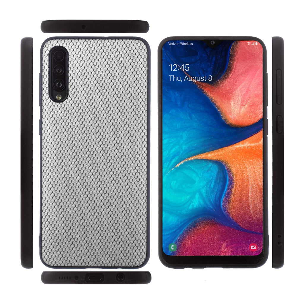 Lilware Canvas X Fabric Texture Plastic Phone Case for Samsung Galaxy A50/A50S. Light Grey