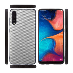 Lilware Canvas X Fabric Texture Plastic Phone Case for Samsung Galaxy A50/A50S. Light Grey