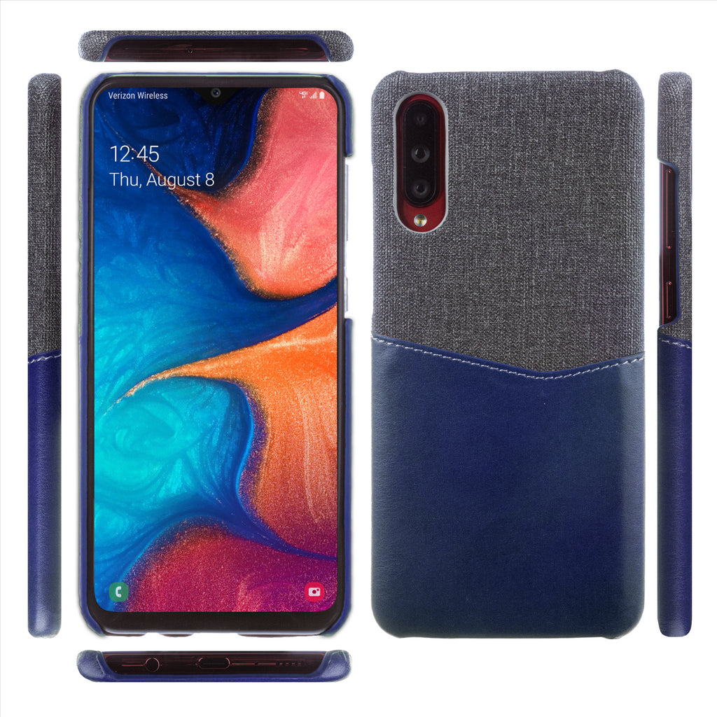 Lilware Card Wallet Kunststoff-Telefonhülle Kompatibel mit Samsung Galaxy A70/A70S. Stofftextur und PU-Leder-Schutzhülle mit Ausweis-/Kreditkartenfach. Blau