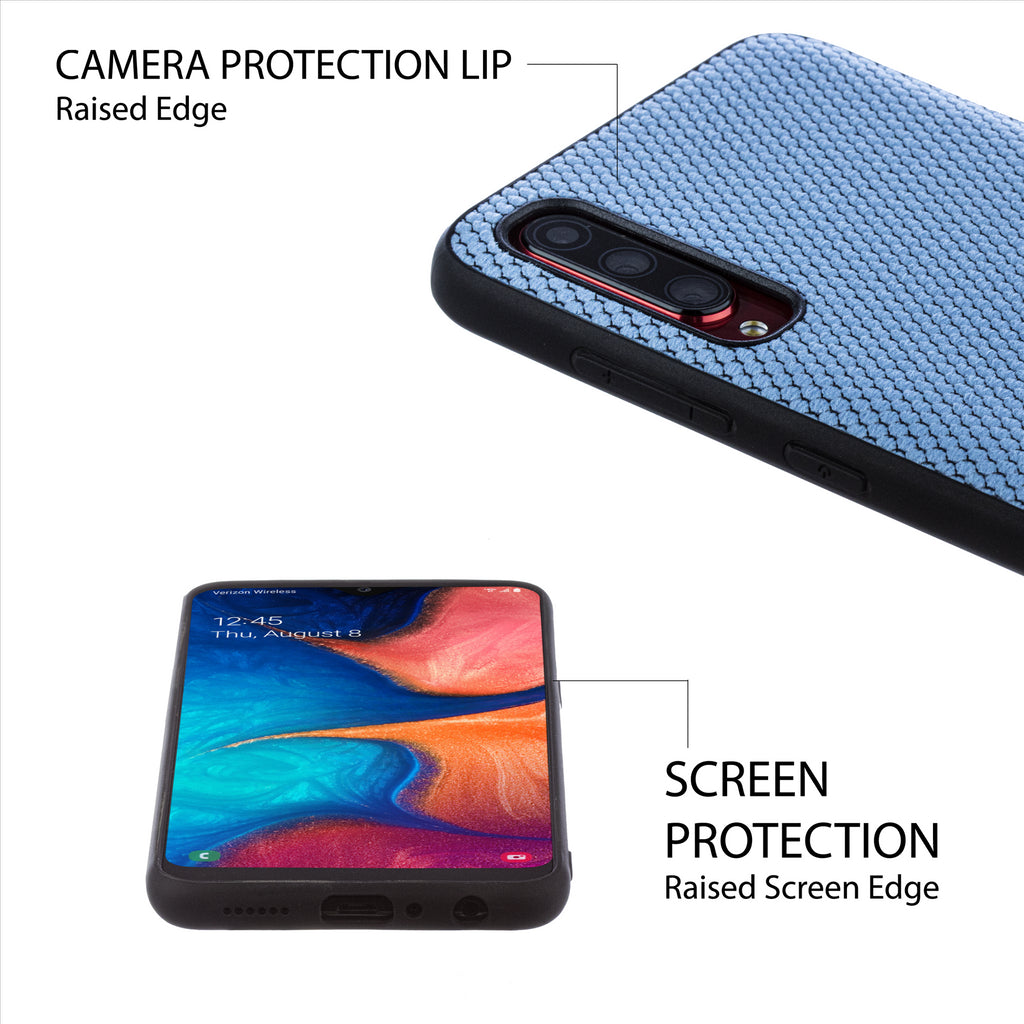 Lilware Canvas X Fabric Texture Plastic Phone Case for Samsung Galaxy A70/A70S. Blue