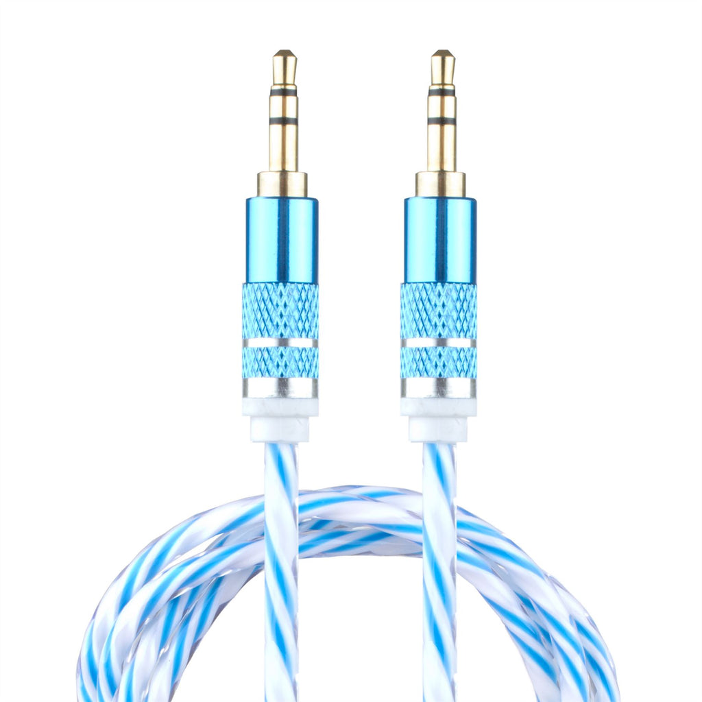 Lilware Braided Woven Fabric Transparent PVC Jacket 0.9M Aux Audio Cable 3.5mm Jack Male to Male Cord For Multimedia Devices - Blue
