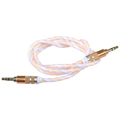 Lilware Braided Woven Fabric Transparent PVC Jacket 0.9M Aux Audio Cable 3.5mm Jack Male to Male Cord For Multimedia Devices - Gold