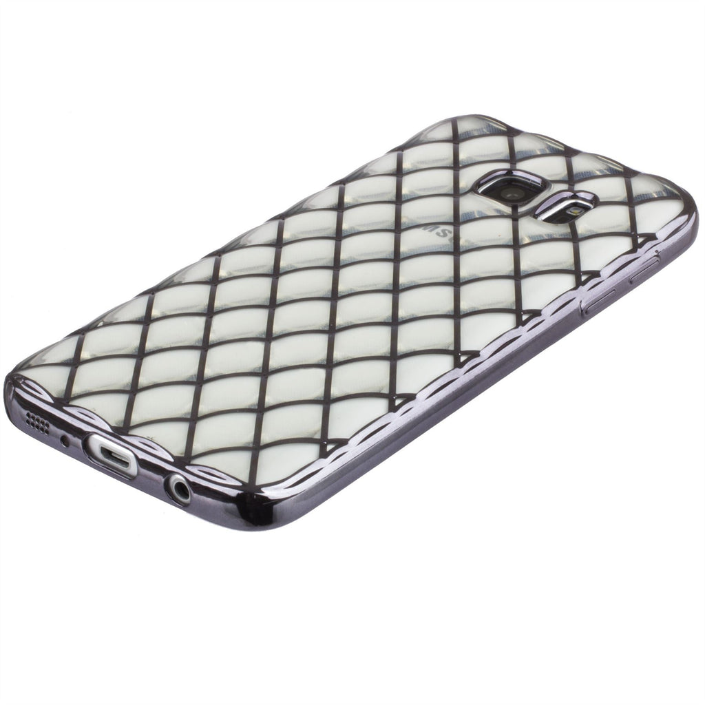 Xcessor Convex Checkered Glossy Flexible TPU case for Samsung Galaxy S7 SM-G930. Transparent / Black