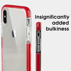 Xcessor Clear Hybrid TPU Phone Case for Apple iPhone XS Max. With Shock Absorbing Inner Rubber Layer on the Edges. Clear / Red