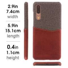 Lilware Card Wallet Plastic Phone Case Compatible with Huawei P20. Fabric Texture and PU Leather Protective Cover with ID / Credit Card Slot Holder. Red