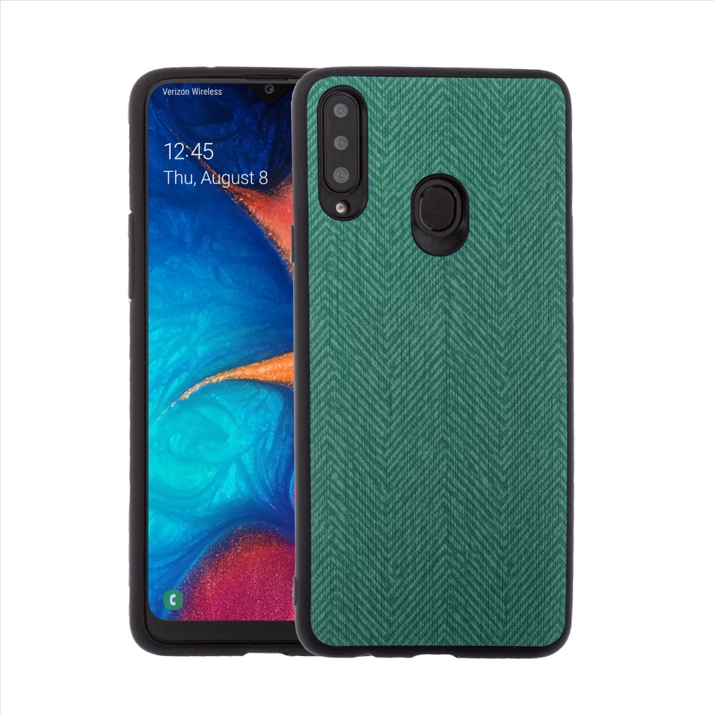 Lilware Canvas Z Handyhülle aus gummiertem Kunststoff mit Textur für Samsung Galaxy A20S. Grün