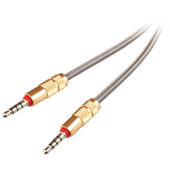 Lilware Metal Braided Audio 3.5mm Cable with Metal Plated Jack - 3.5mm to 3.5 mm Audio AUX Cord - Silver