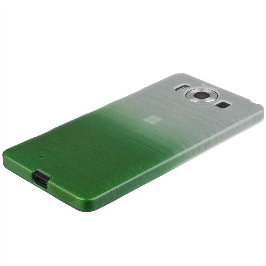 Xcessor Transition Color Flexible TPU Case for Microsoft Lumia 950. With Gradient Silk Thread Texture. Transparent / Green