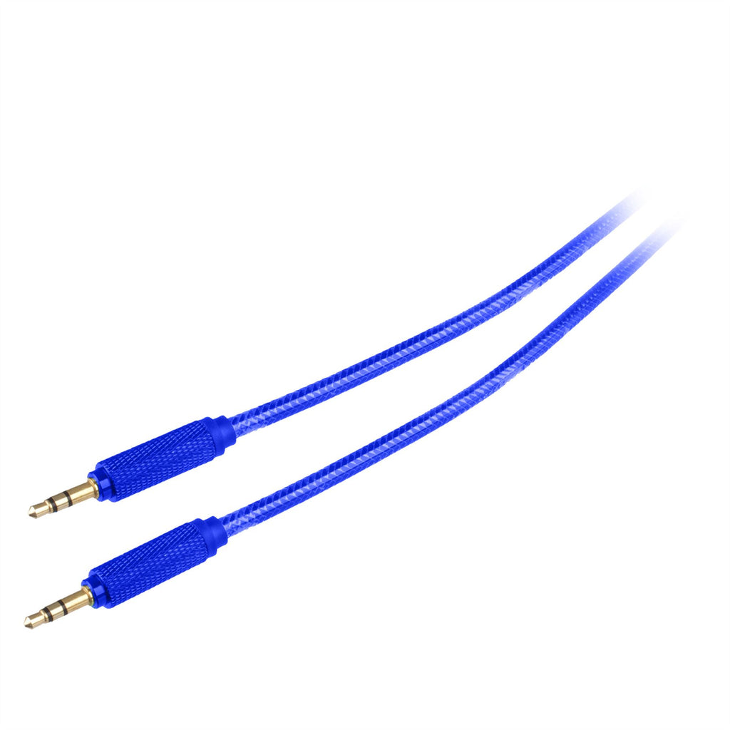 Lilware Braided Nylon Transparent PVC Jacket 1M Aux Audio Cable 3.5mm Jack Male to Male Cord For Multimedia Devices - Blue