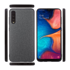 Lilware Canvas Rubberized Texture Plastic Phone Case for Samsung Galaxy A50/A50S. Dark Grey