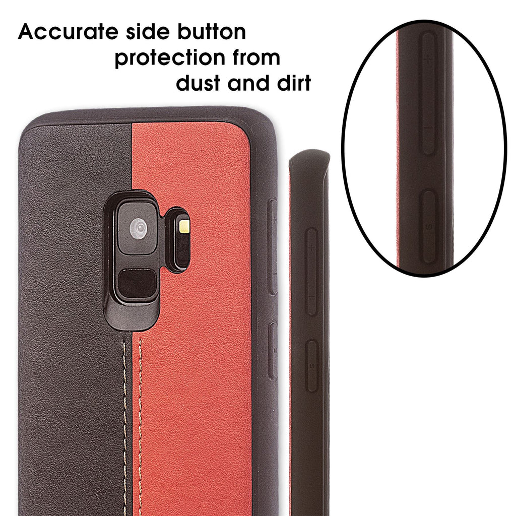Lilware Bicolor PU Leather Phone Case for Samsung Galaxy S9. Red / Black
