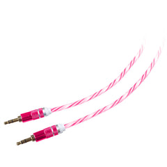 Lilware Braided Woven Fabric Transparent PVC Jacket 0.9M Aux Audio Cable 3.5mm Jack Male to Male Cord For Multimedia Devices - Red