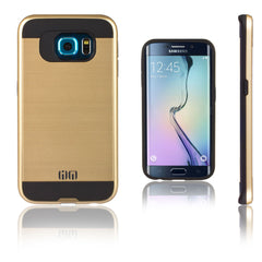 Lilware Armor Slim Fit Hard Plastic Rugged Case Dual Layer Cover for Samsung Galaxy S6 edge SM-G925F. Gold / Black
