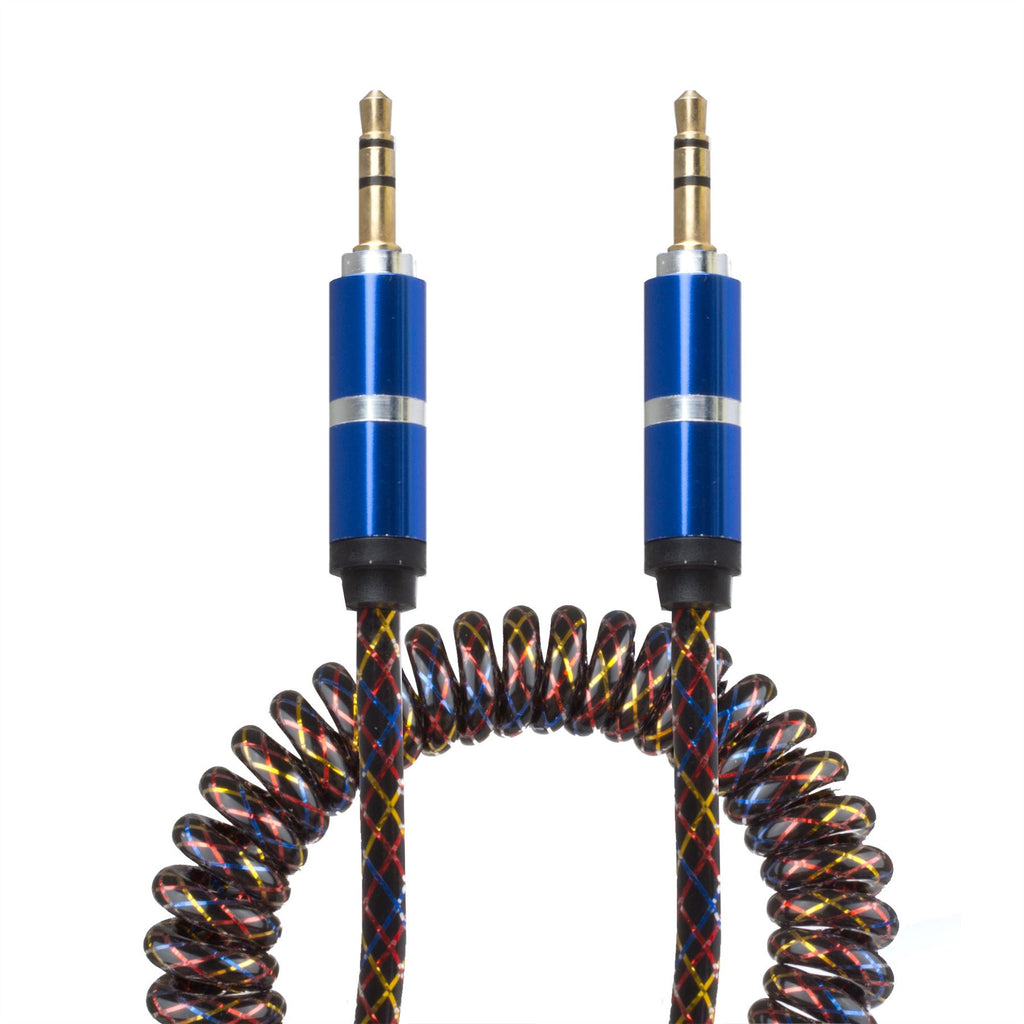 Lilware Rubberized Coiled Spring Auxiliary 3.5mm Audio Male To Male Cable For Multimedia Devices - Blue