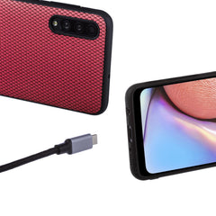 Lilware Canvas X Stofftextur Kunststoff-Telefonhülle für Samsung Galaxy A50/A50S. Rot