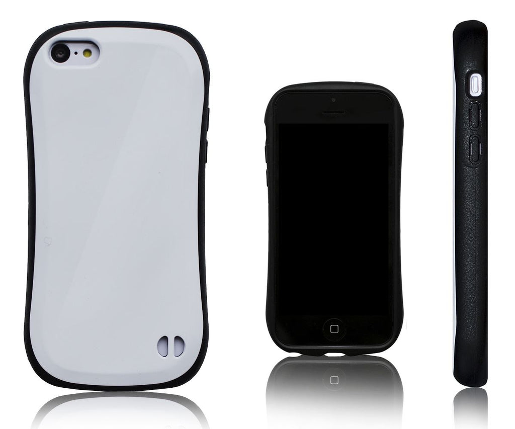 Lilware Silhouette Plastic Case for Apple iPhone 5C. Flexible TPU and Hard Glossy Plastic Back. Black / White